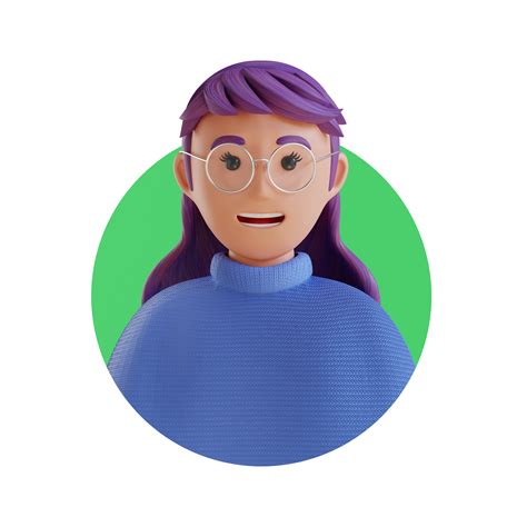 young woman 3D cartoon avatar portrait 11381998 PNG