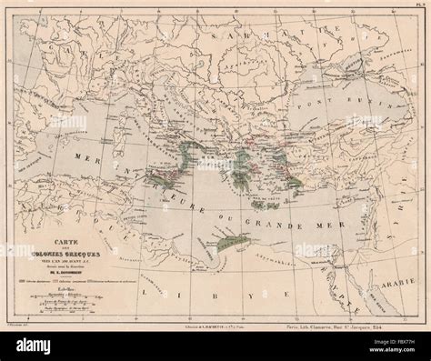 ANCIENT GREECE GREEK COLONIES in 500BC Dorian Aeolian Achaean Ionian, 1880 map Stock Photo - Alamy