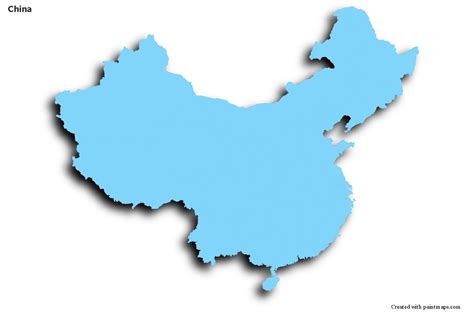 Sample Maps for China (blue,outline,shadowy) | Map, Map maker, Blue china