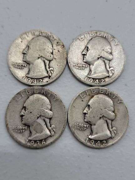 4 Silver Quarters 1933-1942 - Baer Auctioneers - Realty, LLC