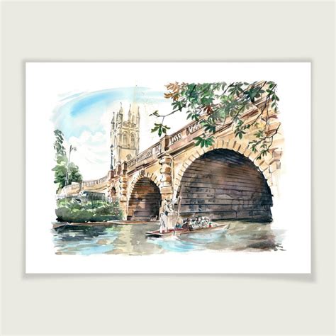 Magdalen Bridge Oxford from the riverbank