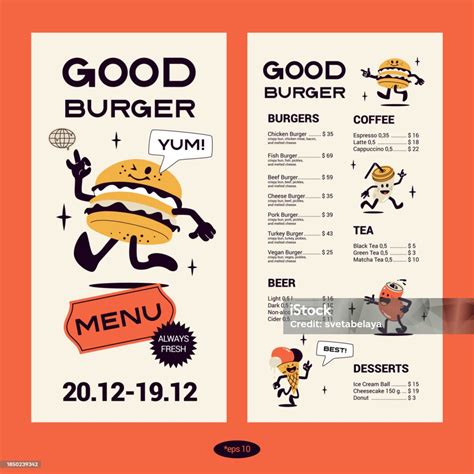 Burger Retro Menu Template Stock Illustration - Download Image Now ...