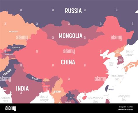 Mappa della Cina. Mappa politica dettagliata della Cina e dei paesi ...