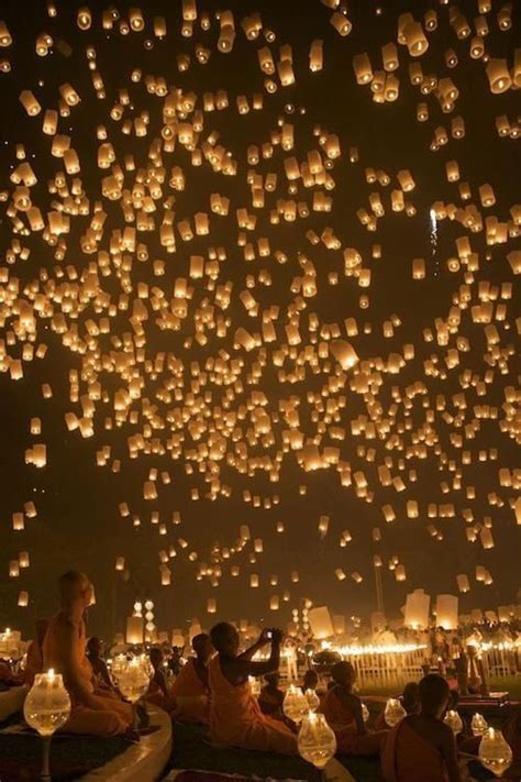 Lanterns In The Night Sky ~ Thailand | DIY - sky lanterns | Pinterest