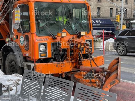 New York City Snow Plow Truck On Streets Of Upper East Side Stock Photo ...