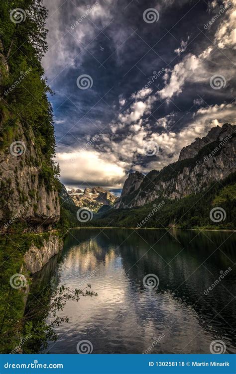 Summer Scene of Vorderer Gosausee Lake with Dachstein Glacier on ...