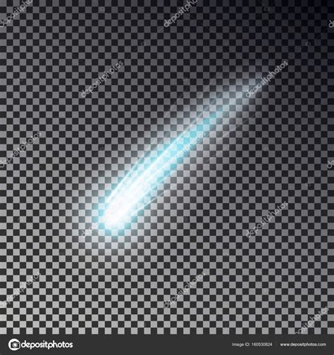 Meteor or comet vector. Transparent light meteor effect isolated Stock ...