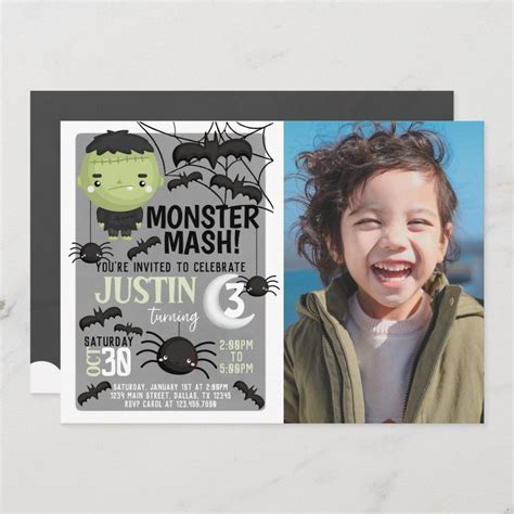 Frankenstein Halloween Birthday Party Invitation | Zazzle | Halloween birthday party invitations ...