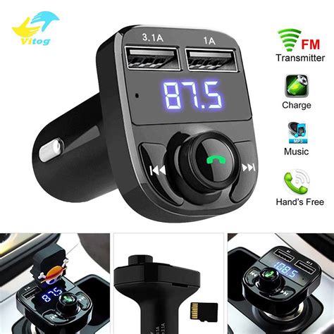 Vitog X8 Car FM Transmitter Aux Modulator Kit Bluetooth Handsfree Car Audio Receiver MP3 Player ...