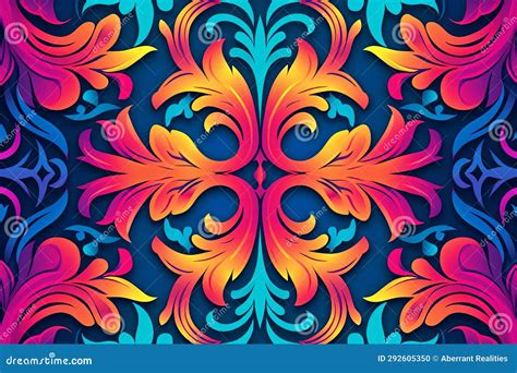 Colorful Floral Pattern on a Dark Blue Background Stock Illustration - Illustration of colorful ...