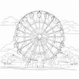 Download Outline Drawing Of Ferris Wheel And Surroundings Coloring  sketch template