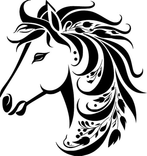 Premium Vector | Horse Black and White Vector illustration