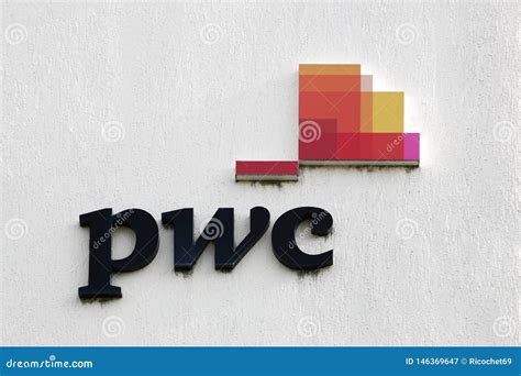 PWC logo on a wall editorial photography. Image of multinational - 146369647