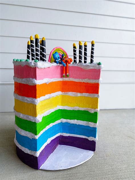 Birthday Cake Pinata Rainbow Pinata Faux Layered Cake Colorful Pinata Rainbow Party Supplies ...