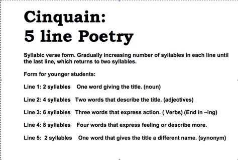 Examples of cinquain Poems