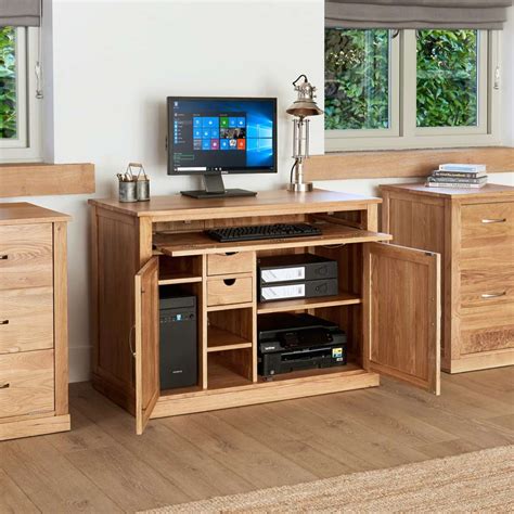 Mobel Solid Oak Hidden Home Office Computer Desk - Buy Now