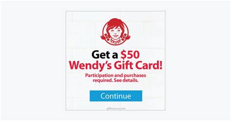 Get a $50 Wendy's Gift Card | Subway gift card, Restaurant gift cards ...