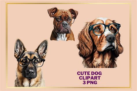 Dogs Clipart with Glasses, Sublimation Graphic by Major.Art · Creative Fabrica