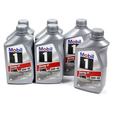 Mobil 1 Racing 4T 10W-40 Full Synthetic Motorcycle Oil, 1 Quart (Case of 6) - Walmart.com ...