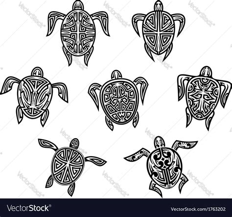 Tribal turtles tattoos Royalty Free Vector Image