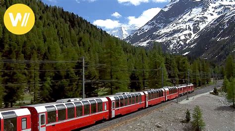 Bernina Express - Wonderful Tour aboard the "Little Red" Train in the Alps - YouTube