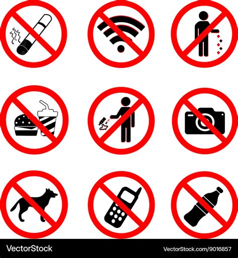 Set of prohibition sign symbols Royalty Free Vector Image