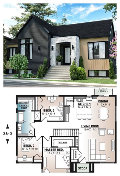 3-Bedroom Single-Story Scandinavian Style Home (Floor Plan) #contemporary #house #p ...