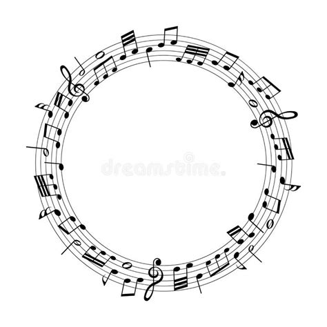 Round Frame with Music Notes on White Background Stock Vector - Illustration of isolated, note ...