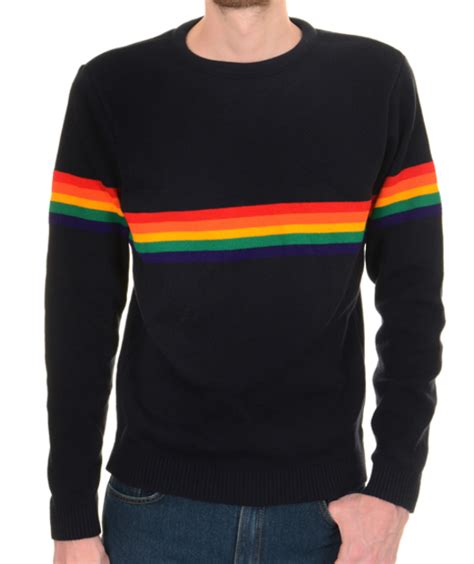 RUN & FLY NAVY JUMPER WITH RAINBOW STRIPES ACROSS THE CHEST