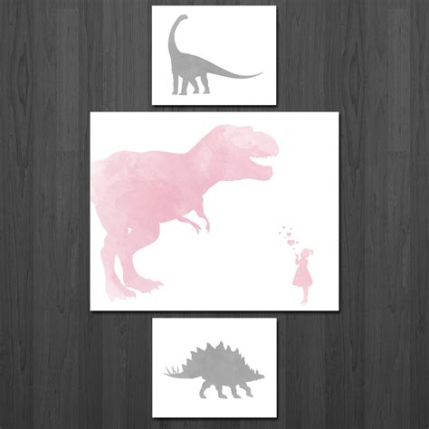 Girl Dinosaur Art Dinosaur Nursery Girls Bedroom Art - Etsy