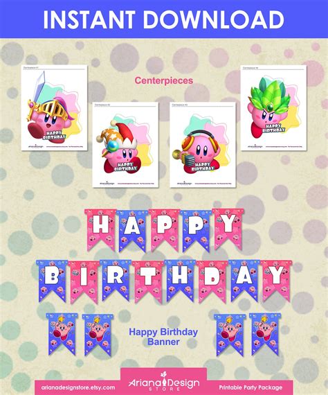 Kirby Party Decorations Kirby Printable Birthday Party | Etsy