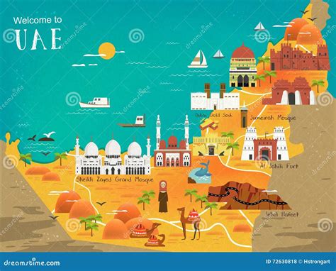 UAE Travel Concept Map Stock Photography | CartoonDealer.com #72630818