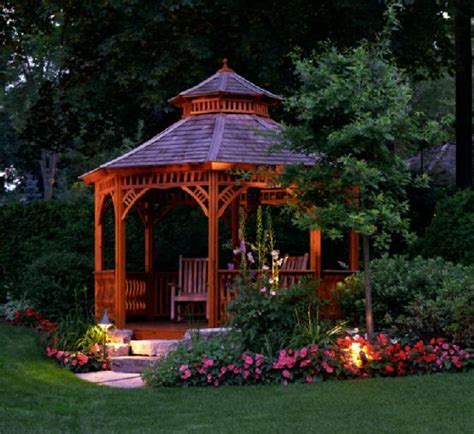 Redwood gazebo | Backyard gazebo, Garden gazebo, Backyard landscaping