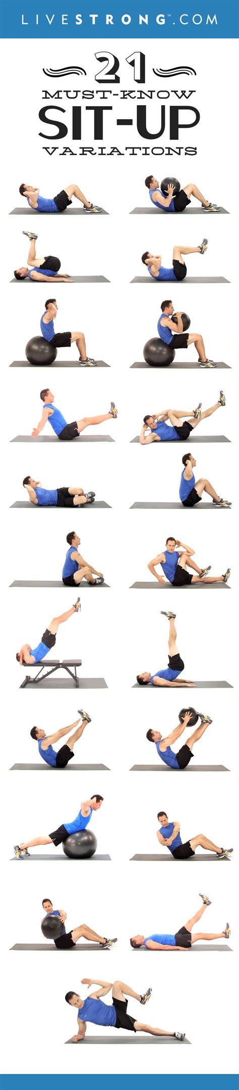 21 Sit-Up Variations You Won't Totally Hate | Livestrong.com | Senior fitness, Fitness tips for ...