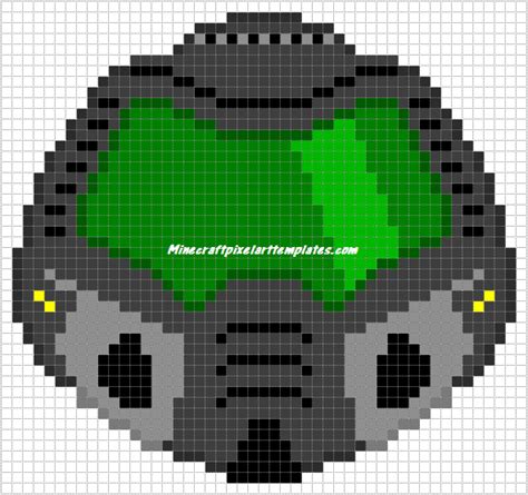 Minecraft Pixel Art Templates: Doom Slayer Helmet