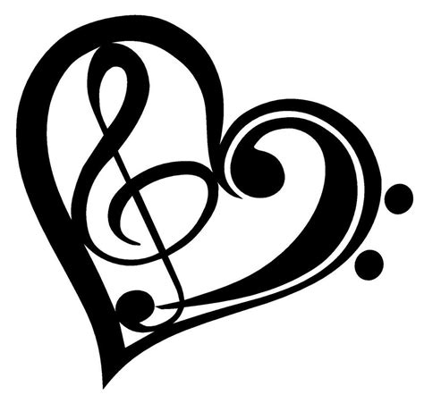 BASS TREBLE CLEF HEART Vinyl Decal Sticker Car Window Wall Bumper Love Music | Treble clef heart ...