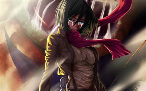 Crying Mikasa Ackerman, Deuteragonist, Attack On Titan, - Mikasa ...