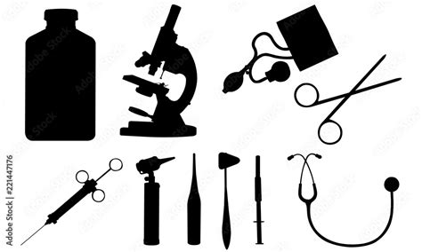 Doctor Tools Silhouette, Medical Equipment SVG, cricut Clipart, Vector ...