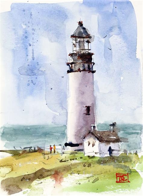 LIGHTHOUSE | Watercolor landscape paintings, Lighthouse painting ...