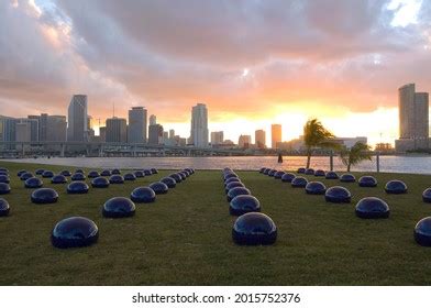 Miami Skyline Beautiful Sunset Background Stock Photo 2015752376 ...