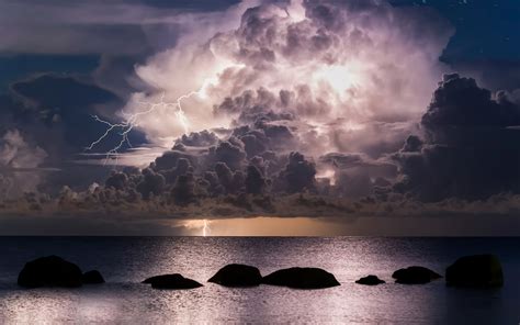 Lightning and Storm Clouds over Ocean