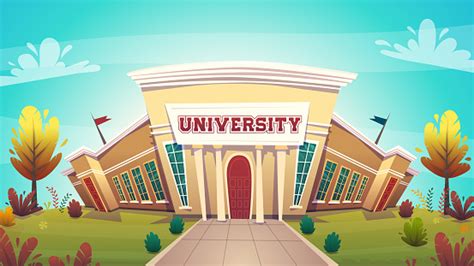 University Campus Building Hall Education For Students Cartoon Vector Illustration Brotherhood ...