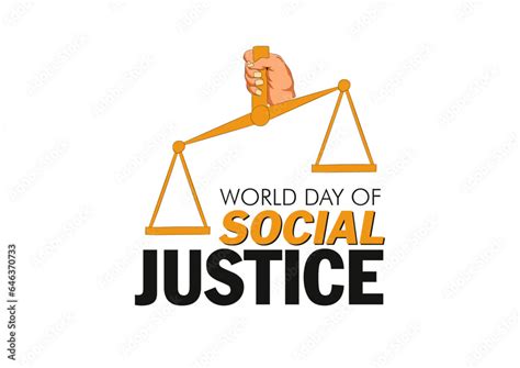 Vector illustration poster of World Day Of Social Justice with background of hand holding scales ...