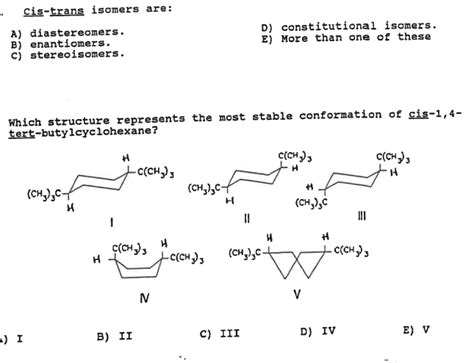 Solved • cis-trans isomers are: A) diastereomers. B) | Chegg.com