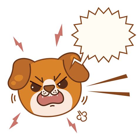 Angry dog. Puppy head in kawaii cartoon style. Hand drawn animal with ...