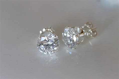 Diamond Cubic Zirconia Stud Earrings Half Carat Faux Diamond - Etsy