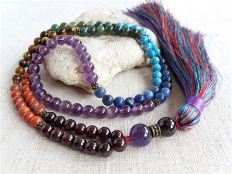 Seven 7 Chakra Necklace Tassel 108 Mala Prayer Beads Buddhist - Etsy