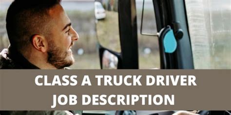 Class A Truck Driver Job Description | CareerCloud