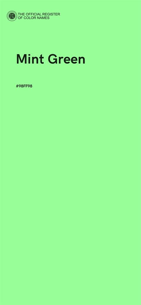 Mint Green color - #98FF98 - The Official Register of Color Names