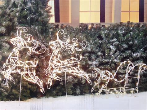 Tis Your Season | 3pc Wire Frame Reindeer with Sleigh Lighted Christmas Sculpture Outdoor Decor